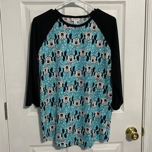 LuLaRoe Minnie Mouse Raglan / Randy Tshirt Size L